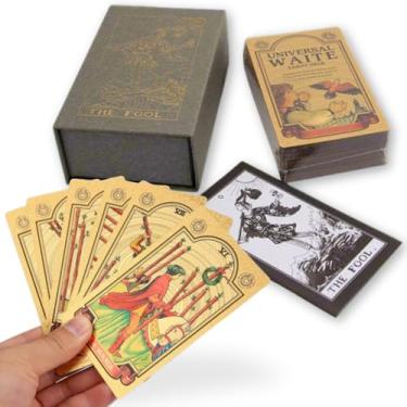 Imagem de Baralho de Tarô Universal Waite Folhado a Ouro • Cartas de PVC Impermeável • Design Clássico com Acabamento Premium • 78 Cartas com Manual em Inglês • Caixa de Presente Luxuosa