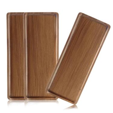 Imagem de Linwnil Bandejas E Travessas De Madeira Maciça 13,8" Com Toras Acácia Natural, Tábuas Charcutaria Queijo (3)