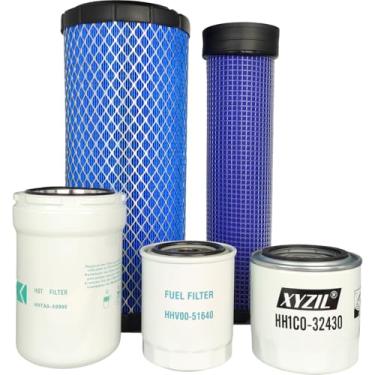 Imagem de XYZIL Kit De Filtro Compatível Com Kubota Svl75-2 (Sn 26158 E Superior) Minicarregadeira Hh1C0-32430 Hhta0-59900 Hhv00-51640 59800-26110 3A111-19130 Óleo Lubrificante Hidráulico Combustível Ar Exter