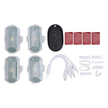 Imagem de LED de luz estroboscópica sem fio RGB 7 Cores Controle remoto Recarregável Luz sem fio sem fio para decoração ao ar livre Pet Night Running Abs 8.8oz 4 pacote