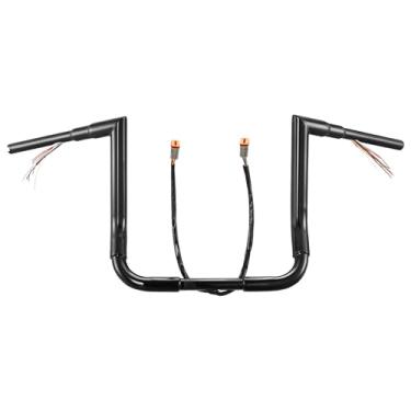 Imagem de Prewired Guidão Pré-Cabeado Fat Ape Hanger De 1 1/2" Com Elevação 12" Para Harley Street Glide/Electra Glide/Ultra Limited 1996-2006, Barra Ângulo Reto Fio Can-Bus Pré-Cabeado, Preto