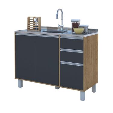 Imagem de Balcão Cozinha Gabinete Pia 120 Premium com Tampo Removível