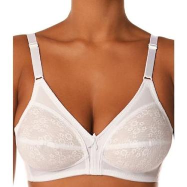 Imagem de Sutiã sem Bojo Colonial Demillus Plus Size Vintage Rendado, 46, Branco