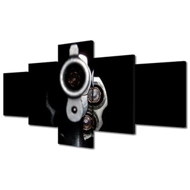 Imagem de Decoração de parede para quarto Cool Gun Canvas Post Prints Black and White Canvas Painting Wall Art Multi Panel Wall Art Modern Home Decor Canvas Frame Decor Bedroom Wall Decor Above Bed Ready to