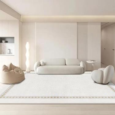 Imagem de Tapete decorativo branco de estilo simples para sala de estar, luxuoso, quarto, fácil de limpar, mesa de centro (capacho de porta de 60x90 cm/flanela-1)