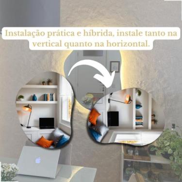 Imagem de Espelho Orgânico Led Decorativo Grande 93x73cm Lavabo/ Banheiro/Maquia