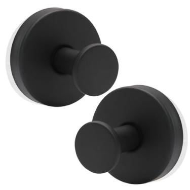 Imagem de LifCratms 2 ganchos de ventosa para chuveiro, ganchos de toalha de aço inoxidável para banheiro, cozinha, porta de vidro, espelho, azulejo (preto)