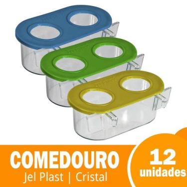Imagem de Comedouro com Gancho Jel Plast 2 Furos Cristal 100ml - Embalagem com 1
