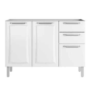Imagem de Balcão de Cozinha em Aço Para Pia 3 Portas e 2 Gavetas Branco Tarsila -  Itatiaia  IG3G2-120 S/T FURO PIA TARSILA 2021