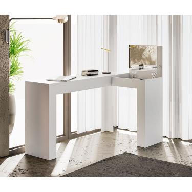 Imagem de Escrivaninha Jade em L com Penteadeira Branco - Mobler