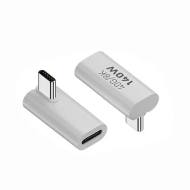 Imagem de JORINDO 2 adaptadores tipo C macho para fêmea, extensor USB C de ângulo reto de 90 graus, compatível com 140 W, adequado para MacBook Pro/Air, laptop, carregamento/projeção de telefones, adaptador de