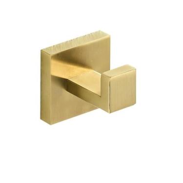 Imagem de Kit de banheiro dourado escovado - Toalheiro de aço inoxidável, porta-papel e gancho para roupas | Conjunto de 3 peças para montagem na parede, 1