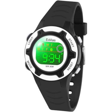 Imagem de Relógios digitais infantis para meninos 50 m (5ATM) à prova d'água, multifuncional, relógio de pulso para crianças, Black-8203L