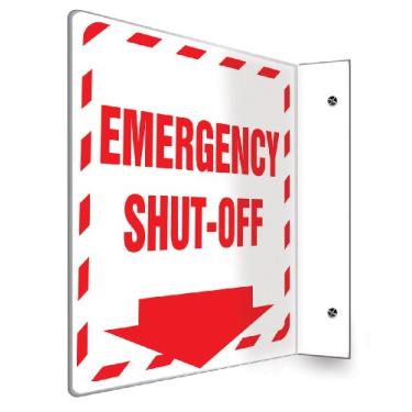 Imagem de Accuform Placa de projeção Signs PSP919 90D, Legend "Desligamento de emergência (seta), painel de 20 cm x 20 cm, plástico Lumi-Glow de alto impacto de 0,3 cm de espessura, orifícios de montagem