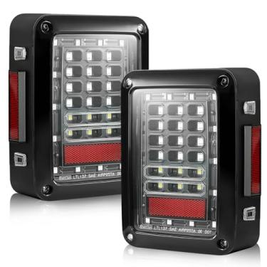 Imagem de MAYELLO Luzes traseiras de LED compatíveis com Jeep Wrangler JK JKU 2007-2018, lente transparente com luz de freio, luzes reversas, 2 peças