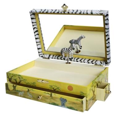 Imagem de Enchantmints Zebra Caixa de joias musical Zebra gira para arabesco 3 gavetas de puxar armazenamento de tesouro