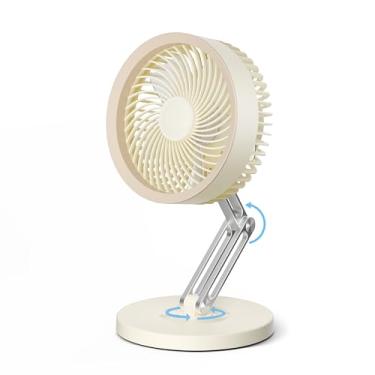 Imagem de CIVPOWER Ventilador de mesa: Ventilador de mesa pequeno silencioso com suporte de metal - 3 velocidades 180° dobrável 360° rotação ajustável design portátil - Bateria recarregável de 2000mAh para