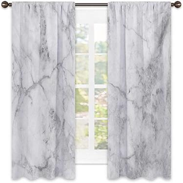 Imagem de Cortinas blecaute de mármore – Cortinas de quarto e sala de estar com isolamento térmico, economia de energia e redução de ruído, L 132 x C 182 cm cinza poeira