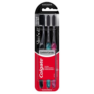Imagem de Escova Dental Colgate Slim Soft Black 3 Unidades
