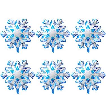 Imagem de Frozen Snowflake Balloon Sparkly Shiny Star Decoration Winter New Year Christmas Xmas Party Supplies, 6 Pack Cute Snowflake Balloons Ice Snow Fairy Wonderland Party Supplies For Birthday Baby Shower
