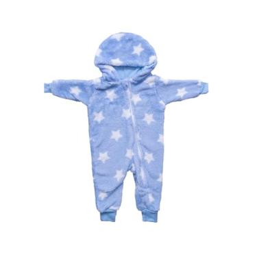 Imagem de MACACAO INFANTIL COM CAPUZ BABY JOY WEAR MICROFIBRA ESTAMPADO URSO BEGE P