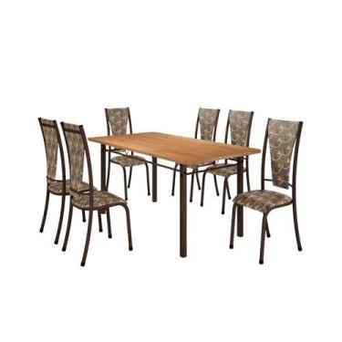 Imagem de Conjunto Mônaco 06 Cadeiras com Base Piauí BM Tubulares, BP Noce Oro/C