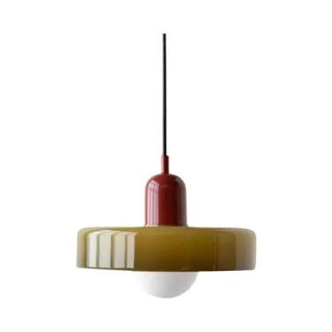 Imagem de Luminária Pendente De Vidro LED Laranja 25cm Lâmpada De Teto Decorativ