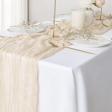 Imagem de eQFeast Pacote Com 2 Caminhos De Mesa Gaze Marfim, 3 Metros Comprimento, Decoração Boho Para Casamento, Arco Chá Bebê, Festa Aniversário, Páscoa