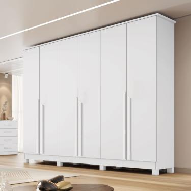 Imagem de Guarda Roupa Casal 6 Portas com Pés em MDF Bianca Bianchi - Branco
