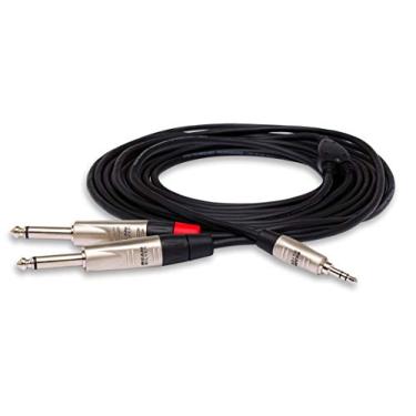 Imagem de Hosa HMP-003Y REAN 3,5 mm TRS para cabo duplo TS Pro Stereo Breakout de 1/4", 3 pés