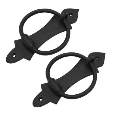 Imagem de Lord of Battles Aldrava medieval para porta da frente | Aldrava de porta preta de ferro vintage forjada à mão para portas de galpão, portões, cercas, castelo e casa de fazenda (2, revestimento em pó