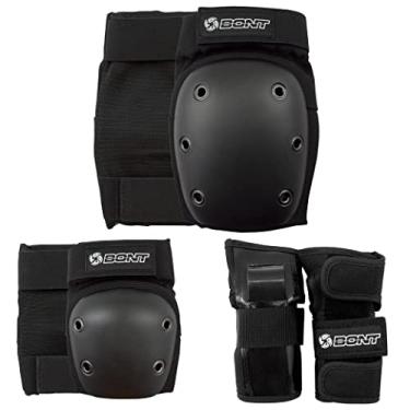 Imagem de Bont Conjunto De Proteção Para Patins Infantis/Júnior Em Linha, Gelo, Cotoveleiras, Joelhos E Punhos, Preto, Rosa Azul-Petróleo (Preto, Médio)