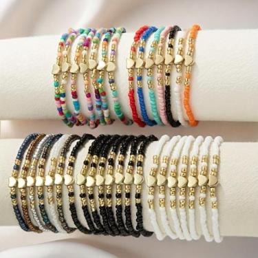Imagem de Pulseira Boêmio com Miçangas Coloridas e Coração  Presente Perfeito pa