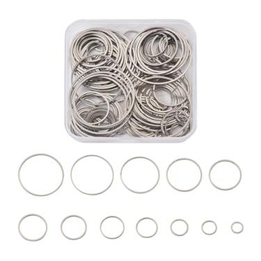 Imagem de KISSITTY 120 Peças 12 Estilos De Brincos Argola Aço Inoxidável 304, Contas, Argola, Círculo, Redondo, Moldura Aberta, Pingente, Para Pulseira, Fabricação Joias, Chaveiro, Artesanato