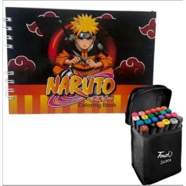 Imagem de Kit Livro De Colorir Naruto + 24 Caretinhas Bobbie Goods 50 Folhas Cap
