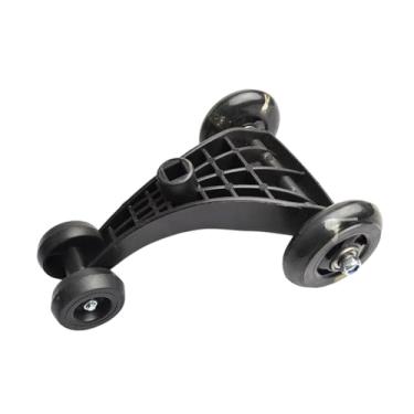 Imagem de MERIGLARE Tripé para carro giratório infantil, carrinho de brinquedo com rodas, acessório com furo quadrado, roda triangular, roda dianteira triangular, Preto