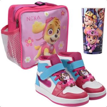 Imagem de Kit Tênis Esportivo Com Lancheira E Copo Patrulha Canina - NEXA, Rosa,