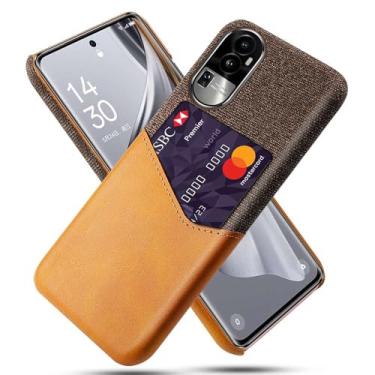 Imagem de Capa para OPPO Reno 10,Anti-deslizamento,Proteção contra quedas de 360°,Resistência à impressão digital,Tela e caso de couro PU com 1 slot de cartão atrás-Brown