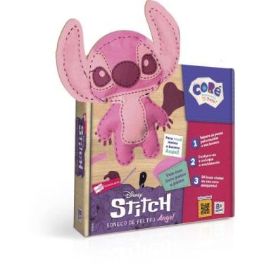Imagem de Livro Brinquedo Ilustrado STITCH ANGEL com Boneco de Feltro Rosa para 