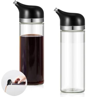 Imagem de Yiyiring 2 unidades de dispensador de molho de soja de vidro, pequeno dispensador de azeite de oliva e vinagre, garrafa de molho de soja, recipiente de garrafa de galheteiro sem gotejamento para