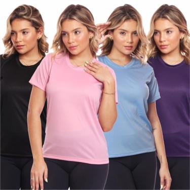 Imagem de Kit 4 Camisas Academia Esportiva Com Proteção Uv Feminina-Feminino