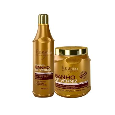Imagem de Kit Banho de Verniz Shampoo 500ml e Máscara 1kg Forever Liss