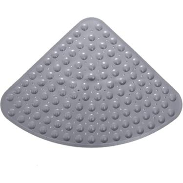 Imagem de Vaso Sanitário Em Forma De Ventosa Em Forma De Ventilador Tapete De Pvc Para Chuveiro Hotel Tapete Triangular Tapete De Banho Para Dreno Cozinha Banheiro, Blue, 70X70CM