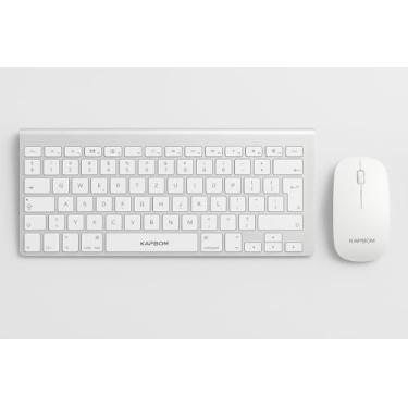 Imagem de Teclado Bluetooth Sem Fio Recarregável – Compatível com Android, iOS, Windows e Smart TV | Slim, Portátil e Silencioso – Branco