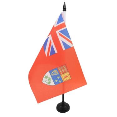 Imagem de Bandeira de mesa canadense da Segunda Guerra Mundial 12 x 20.3 cm - Bandeira de mesa de guerra do Canadá 21 x 14 cm - Bastão e base de plástico preto - Drapeau Canadá WWII AZ FLAG