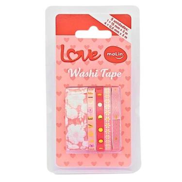 Imagem de Fita Adesiva Washi Tape Love 5 Unidades - Molin, Rosa