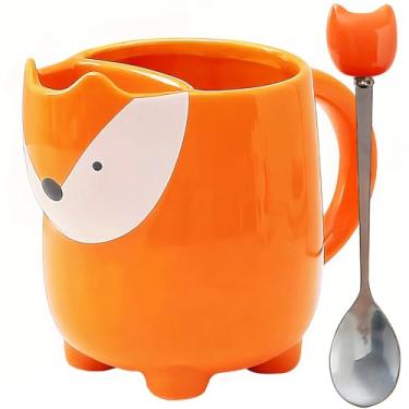 Imagem de Yuwu Raposa com suporte para saquinhos de chá - Caneca de chá de gato fofo de 500 ml com colher, caneca novidade para crianças, Natal, Dia dos Namorados e presentes de aniversário para amantes de