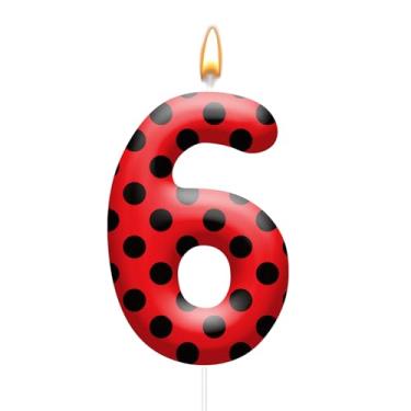 Imagem de Velas de aniversário com tema joaninha – Velas decorativas de bolinhas vermelhas e pretas para festas temáticas de joaninha, chás de bebê, bolos de aniversário e celebrações inspiradas em joaninhas