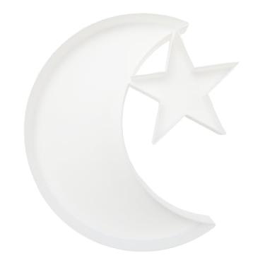 Imagem de Caixa de charcutaria de plástico preenchível com letras, bandeja reutilizável em forma de alfabeto de 25,4 cm para aniversários, pratos decorativos de festa para exibição de doces (lua)