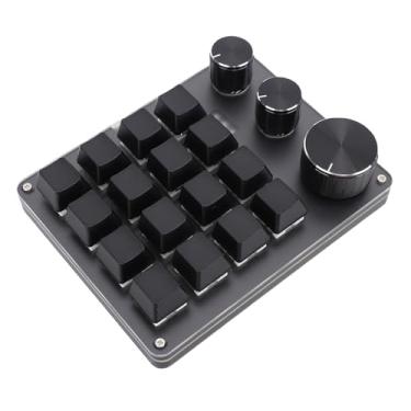 Imagem de Teclado macro programável com uma mão, USB Mini 16 teclas, 3 botões, teclado mecânico para jogos Hotswap com interruptor vermelho, mini teclado macro para jogos, escritório (preto)